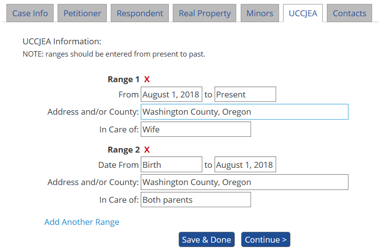 UCCJEA Data Entry